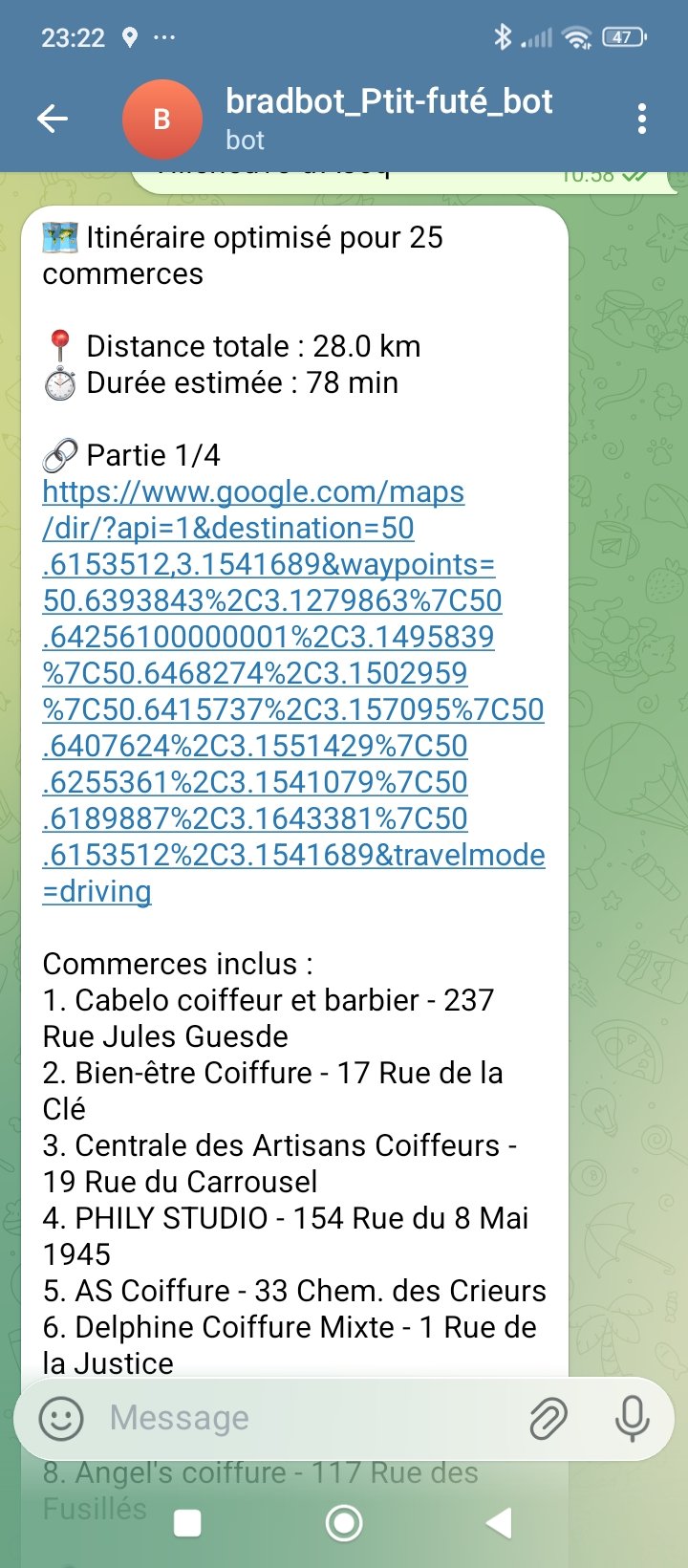 Exemple message Telegram BradBot P'tit Futé